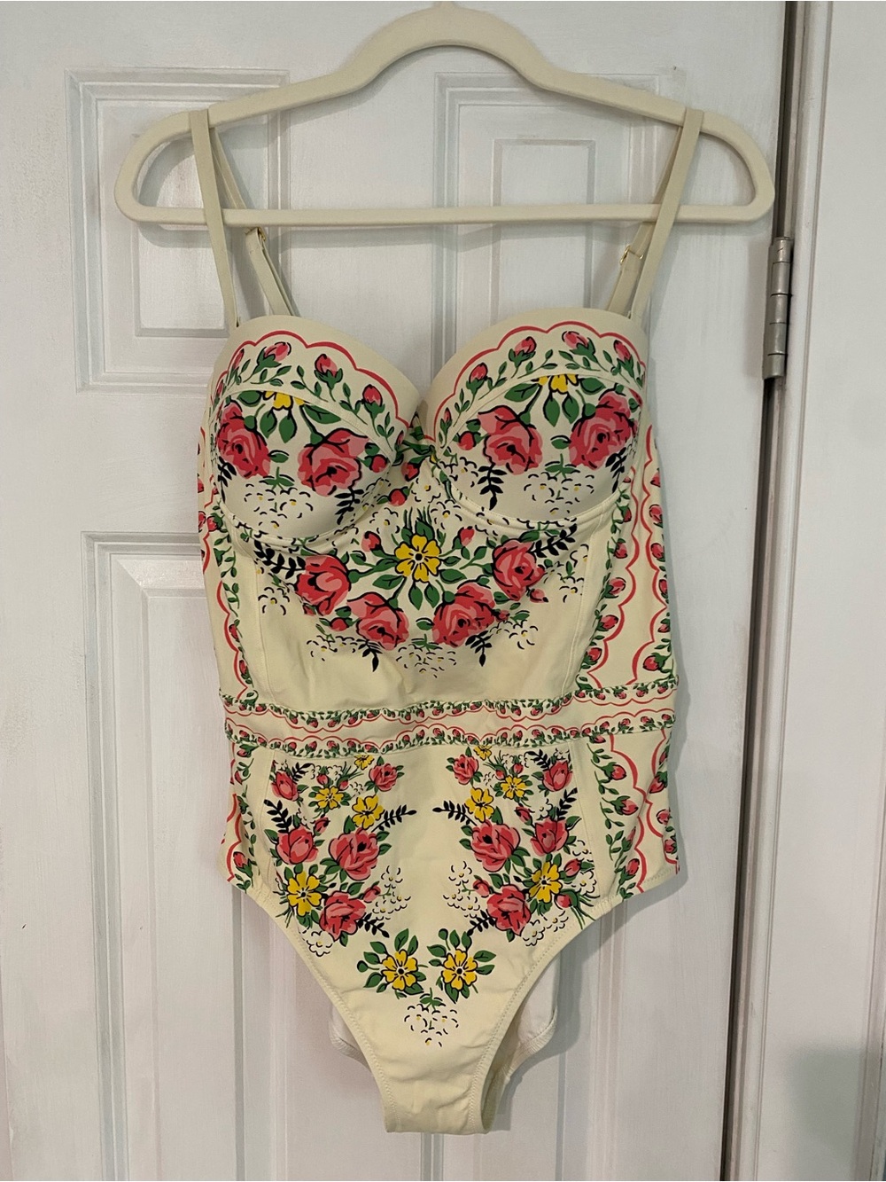 Tory Burch Cream One-Piece Swimsuit with Pink & Yellow Floral Motif - Picture 1 of 2